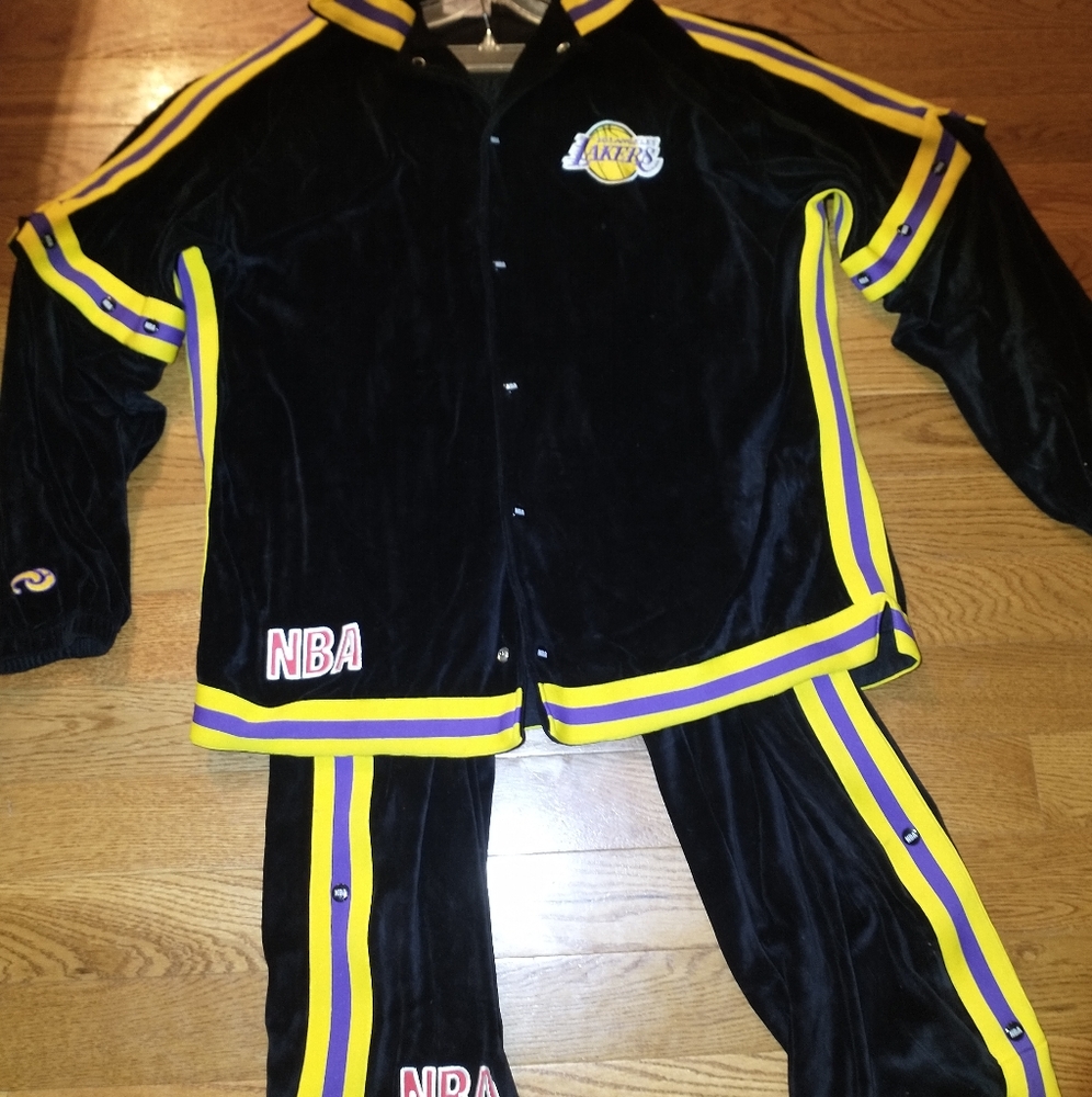 Las Angeles Lakers Black Velour Game Warm Up Suit